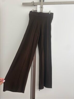 Mango Dark Brown Wide-Leg Women's Pants